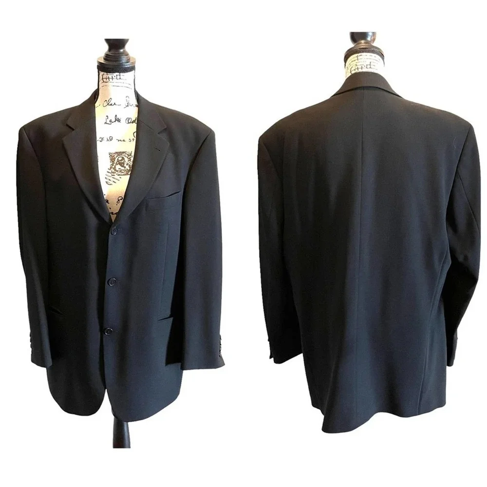 HUGO BOSS Suit Blazer Jacket Black Size 42R Wool Einstein Formal USA